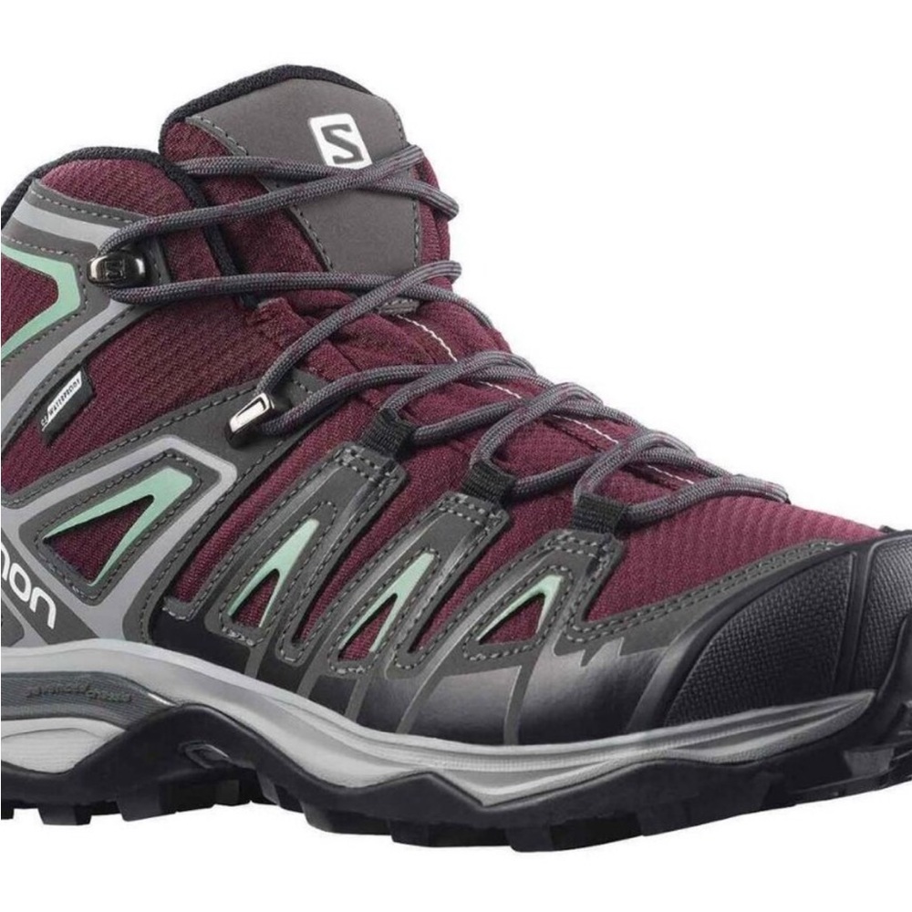Salomon Women's X Ultra Pioneer Waterproof Mid Hiking Boots in Wine Tasting